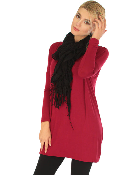 Better Together Over-Sized Long Sleeve Burgundy Tunic Top