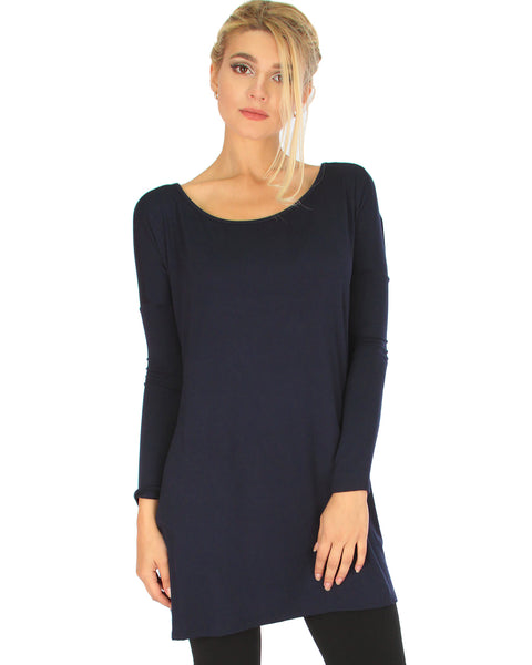 Better Together Over-Sized Long Sleeve Navy Tunic Top