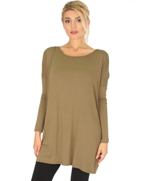 Better Together Over-Sized Long Sleeve Olive Tunic Top