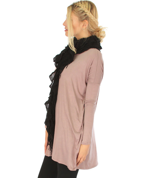 Better Together Over-Sized Long Sleeve Taupe Tunic Top