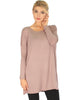 Better Together Over-Sized Long Sleeve Taupe Tunic Top - Main Image