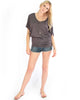 Contemporary Dolman Charcoal Slub Tunic Top - Full Image