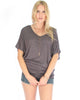 Contemporary Dolman Charcoal Slub Tunic Top - Main Image