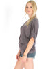 Contemporary Dolman Charcoal Slub Tunic Top - Side Image