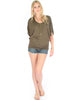 Contemporary Dolman Olive Slub Tunic Top - Lyss Loo