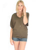 Contemporary Dolman Olive Slub Tunic Top - Lyss Loo