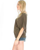 Contemporary Dolman Olive Slub Tunic Top - Lyss Loo