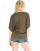 Contemporary Dolman Olive Slub Tunic Top - Lyss Loo