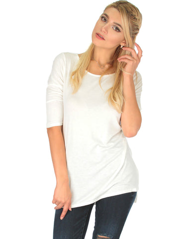 Timeless Side Slit Ivory Tunic Top