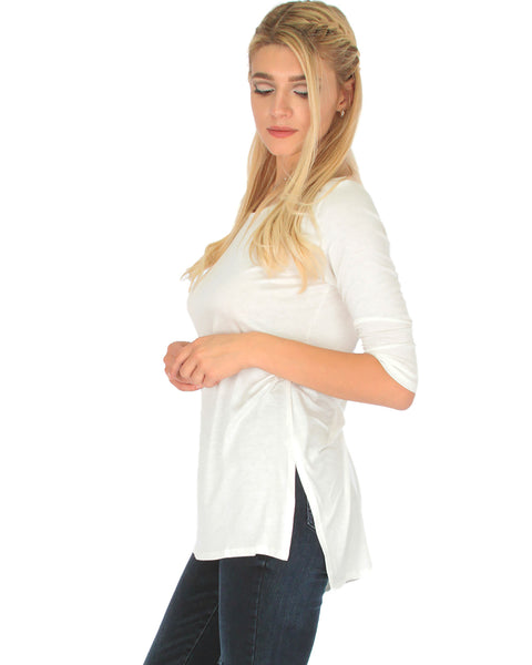 Timeless Side Slit Ivory Tunic Top