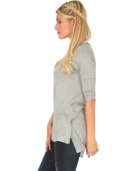 Timeless Side Slit Grey Tunic Top