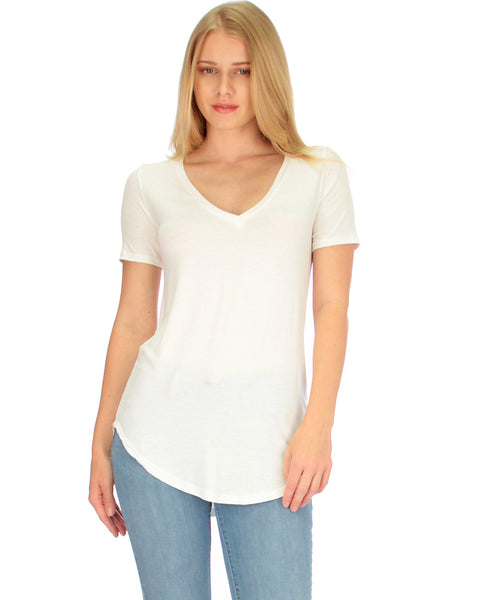 Truly Madly Deep-V Neck Ivory Tunic Top