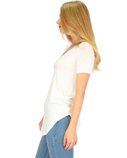 Truly Madly Deep-V Neck Ivory Tunic Top