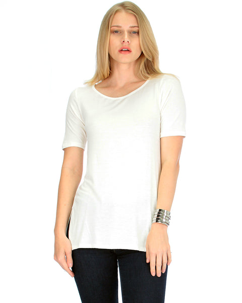 Side by Side Slit Ivory Tunic Top