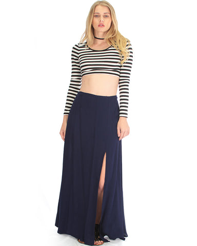 Seaside Purple Maxi Skirt With Side Slit