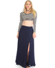 Seaside Purple Maxi Skirt With Side Slit - Main Image