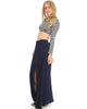 Seaside Purple Maxi Skirt With Side Slit - Side Image