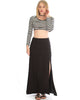 Seaside Black Maxi Skirt With Side Slit - Main Image