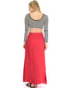 Seaside Red Maxi Skirt With Side Slit - Back Image