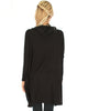 Long-Line Hooded Black Cardigan With Pockets - Back Image