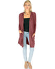 Long-Line Hooded Marsala Cardigan With Pockets - Full Image