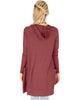 Long-Line Hooded Marsala Cardigan With Pockets - Back Image