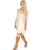 Groove Thing Ribbed Cowl Neck Ivory Shift Dress - Full Image