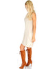 Groove Thing Ribbed Cowl Neck Ivory Shift Dress - Side Image