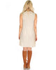 Groove Thing Ribbed Cowl Neck Ivory Shift Dress - Back Image