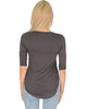 Truly Madly Deep-V Neck 3/4 Sleeve Charcoal Tunic Top - Back Image