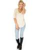 Truly Madly Deep-V Neck 3/4 Sleeve Ivory Tunic Top - Full Image