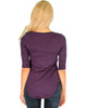 Truly Madly Deep-V Neck 3/4 Sleeve Purple Tunic Top - Back Image