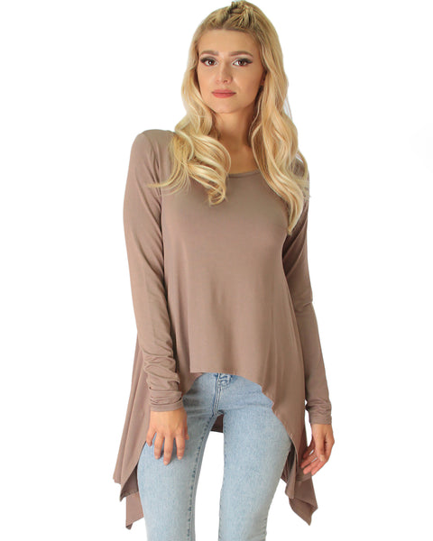 Shift and Swing Long Sleeve Taupe Tunic Top