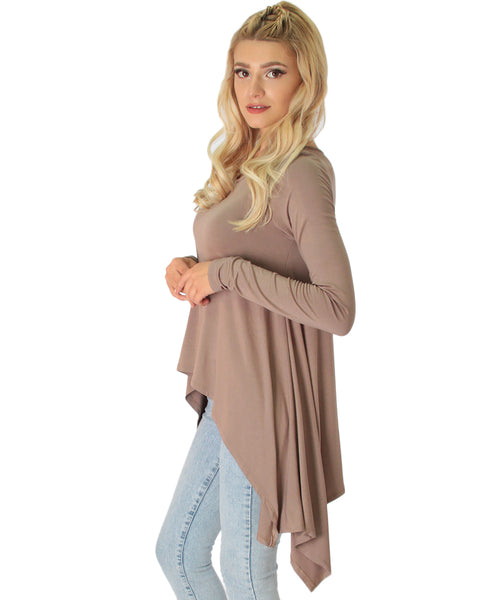 Shift and Swing Long Sleeve Taupe Tunic Top