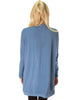 Brushed Micro Fiber Long-Line Blue Cardigan - Back Image