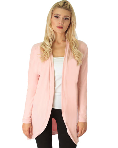 Brushed Micro Fiber Long-Line Mauve Cardigan