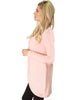 Brushed Micro Fiber Long-Line Mauve Cardigan - Side Image