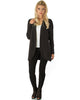 Brushed Micro Fiber Long-Line Black Cardigan - Full Image