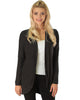 Brushed Micro Fiber Long-Line Black Cardigan - Main Image