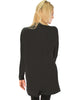 Brushed Micro Fiber Long-Line Black Cardigan - Back Image