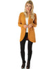 Brushed Micro Fiber Long-Line Mustard Cardigan - Full Image