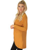 Brushed Micro Fiber Long-Line Mustard Cardigan - Side Image