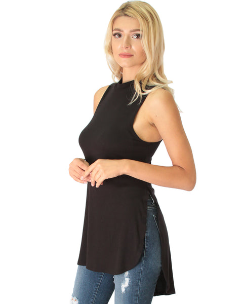 Flirting With Danger Black Ribbed Cut-Out Top