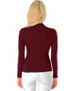 Glamorous Ribbed Burgundy Long Sleeve Cut-Out Top - Back Image