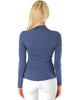 Glamorous Ribbed Blue Long Sleeve Cut-Out Top - Back Image