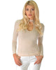 Glamorous Ribbed Taupe Long Sleeve Cut-Out Top - Main Image