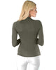 Glamorous Ribbed Brown Long Sleeve Cut-Out Top - Back Image