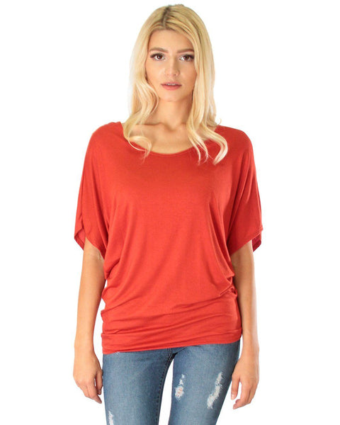 Contemporary Dolman Rust Tunic Top