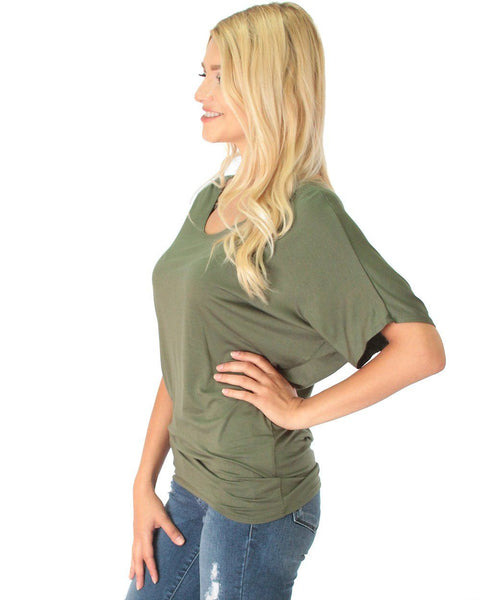 Contemporary Dolman Olive Tunic Top