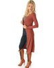 Versatile Long Button-Up Ribbed Marsala Cardigan Dress - Side Image